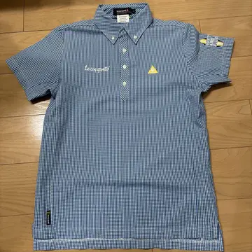 le coq sportif 파랑 체크 피케 셔츠 L