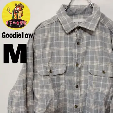 USA 구제 의류 Goodiellow 플란넬 셔츠 M 그레이 화이트 체크