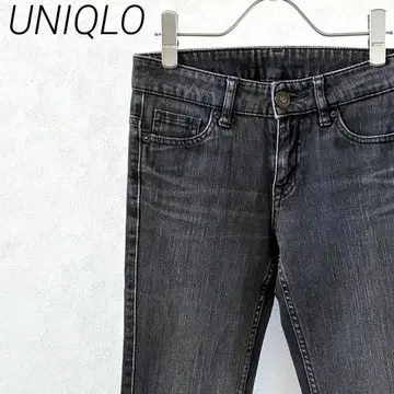 UNIQLO 데님 팬츠 플레어 데님 로우라이즈 색바램 가공 심플