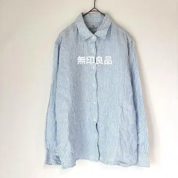 무인양품/헴프 100% 스트라이프 긴팔 셔츠/겉옷/MUJI/3492