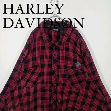 Harley Davidson 긴팔 플란넬 셔츠 레드블랙 오버 사이즈