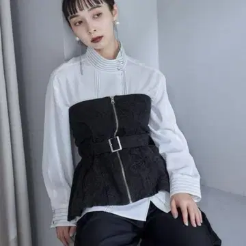 Hare 하레 자카드 턱 코르셋 뷔스티에
