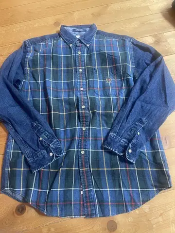 Tommy Hilfiger 체크 무늬 데님 셔츠 XL