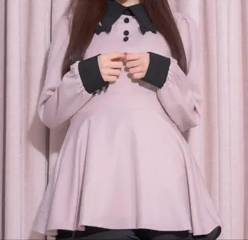 pium 리본 카라 긴팔 셋업 핑크