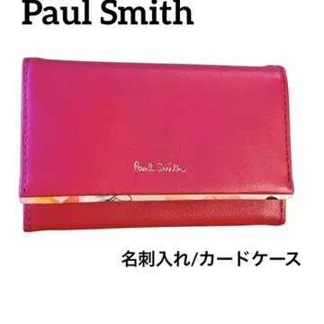 [미사용] Paul Smith 핑크 가죽 명함지갑 카드 케이스 꽃무늬 양
