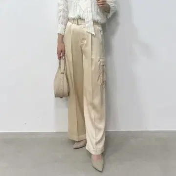 새틴 카고 팬츠 베이지 38