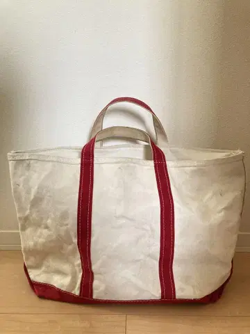 80s llbean 2색 택 지퍼 보트 앤 토트 빈 토트 L