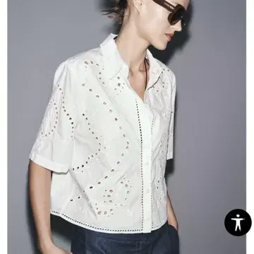 ZARA WOMAN ZW COLLECTION 코튼 자수 셔츠 S
