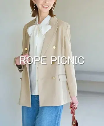 [택 포함 새상품] ROPE PICNIC 금장 버튼 자켓 베이지