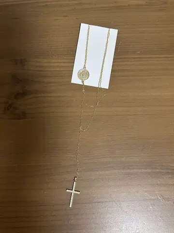LOUNIE 루니 목걸이 골드 크로스 참 두 줄 스타일 코인