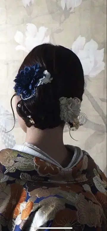 머리 장식 세트 네이비 화이트
