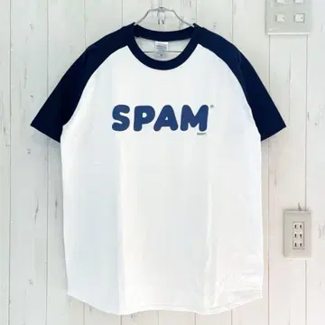 새상품 래글런 로고 스팸 티셔츠 아메리칸 아메카지 로고 네이비