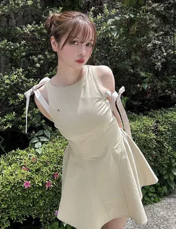 andmary Jozy ribbon flare mini dress