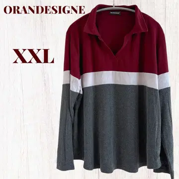 ORANDISIGNE XXL 피케 셔츠 버건디/그레이 옷깃 있음
