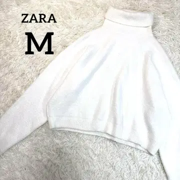 ZARA 스웨터 니트 터틀넥 크롭 니트 화이트 M 긴팔