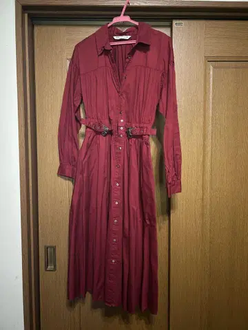 ZARA 버건디 셔츠 원피스 긴팔