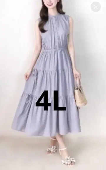 카도와키 레이나 슬리브리스 롱 원피스 라벤더 4L