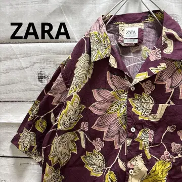 ZARA 꽃무늬 오픈 카라 셔츠 반팔 셔츠 올 패턴 아트 멋 개성파