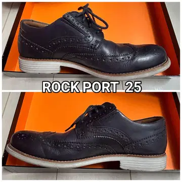 ROCK PORT 가죽 레이스업 슈즈 네이비 블랙