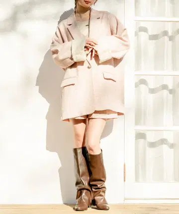 mideal design tweed over jacket pink