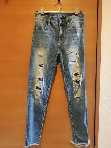 American Eagle 스키니 데님 데미지 가공