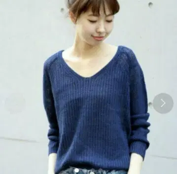[새상품] 스픽 앤 스팬 린넨 골지 깊은 V넥 풀오버