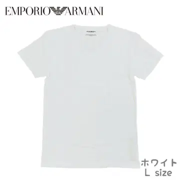 EMPORIO ARMANI 티셔츠 V넥 화이트 L 사이즈