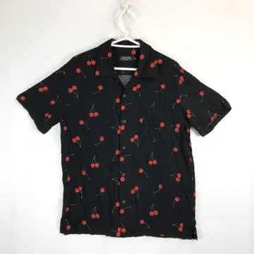 스락스톤 레이온 셔츠 오픈 카라 블랙 체리 LL 313448B