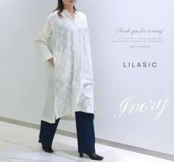 미품 리라시크 플라워 자카드 롱 원피스 겉옷 나추란 화이트