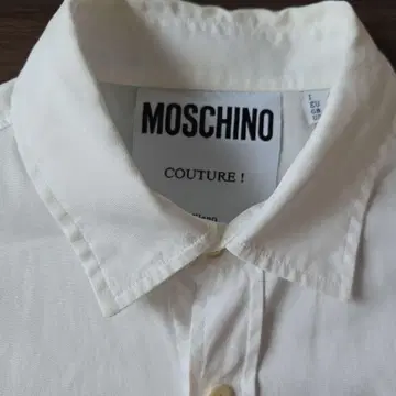 MOSCHINO 곰 자수 화이트 긴팔 셔츠