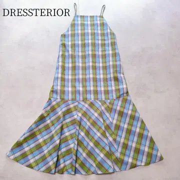 정가 3.5만 DRESSTERIOR 체크 캐미 원피스 롱 실크 혼방 38
