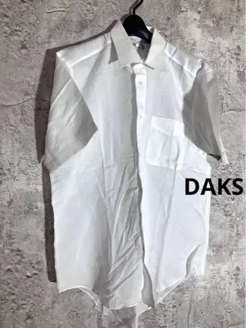 DAKS 면마 혼방 화이트 반팔 셔츠 버튼 다운
