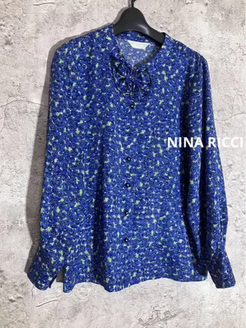 NINA RICCI 미니 꽃무늬 리본 포함 긴팔 셔츠 블라우스
