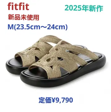 fitfit 새상품 24 상당 플랫 풋베드 샌들 (골드)