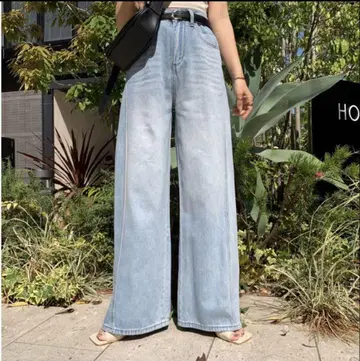 미사용 새상품 blate 라인 와이드 루즈 데님