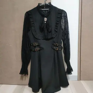 ROJITA 블랙 원피스 프릴 레이스 블랙