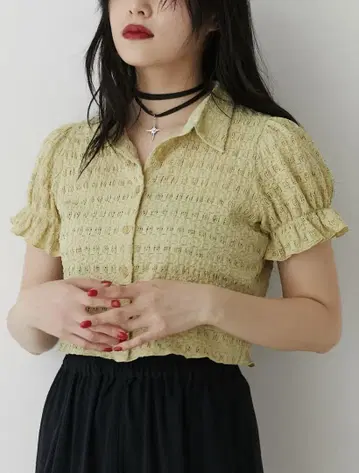 jouetie 레이스 퍼프 슬리브 블라우스