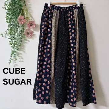 CUBE SUGAR * 플라워 도트 패치워크 스커트