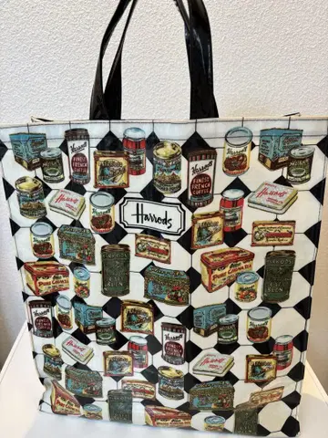 [used] Harrods 캔 디자인 토트백 L 사이즈 대용량