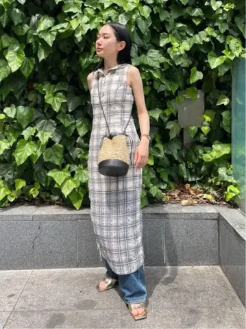 MOUSSY HOODIE SLEEVELESS CHECK 드레스