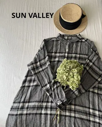 [ SUN VALLEY ] 체크 무늬 면마 긴팔 셔츠 원피스