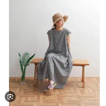 미사용품 어반 리서치 도어스 깅엄 체크 원피스 고기능 린넨