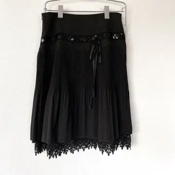 다이앤 폰 파스텐버그 밑단 레이스, 허리 스팽글 미디 스커트 M