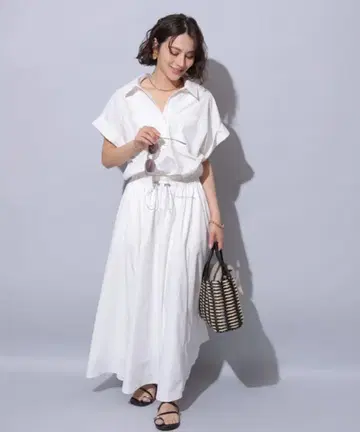 Arpege story 반팔 드로스트 셔츠 원피스