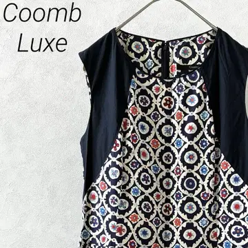 Coomb Luxe 롱 원피스 슬리브리스 플레어 꽃무늬 안감 부착