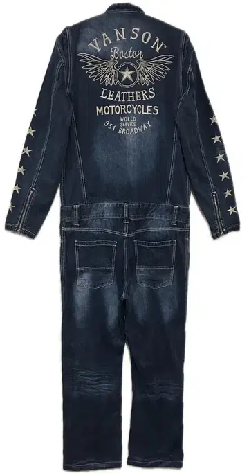 *반송 VANSON 로고 별 자수 데님 점프수트 올인원 M