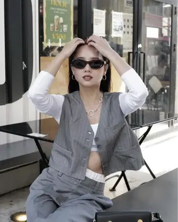 Searoomlynn MATERIAL 숏 베스트 그레이
