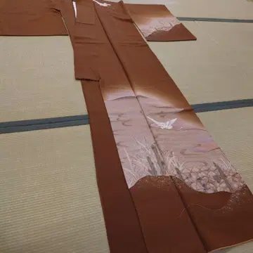 맞춤 진품 앤티크 후츠케 순수 실크 겹기모노 금실 문양 창작품