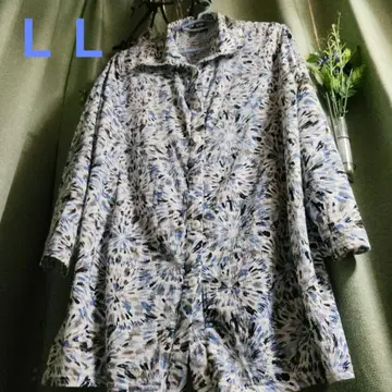 블라우스 튜닉 블루 긴팔