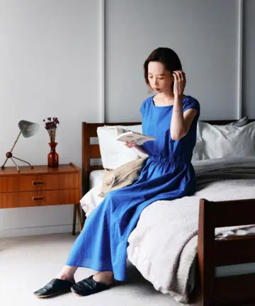 새상품급 어반리서치 로쏘 허리 개더 롱 원피스 BL